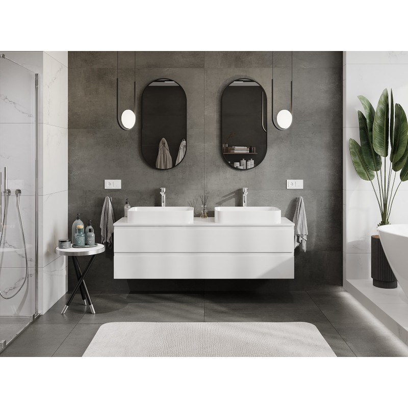 Mexen Orio mobiletto da bagno sotto-lavabo 160 cm con piano, 2 cassetti, bianco lucido - 91A10-16047-2-BFFC00