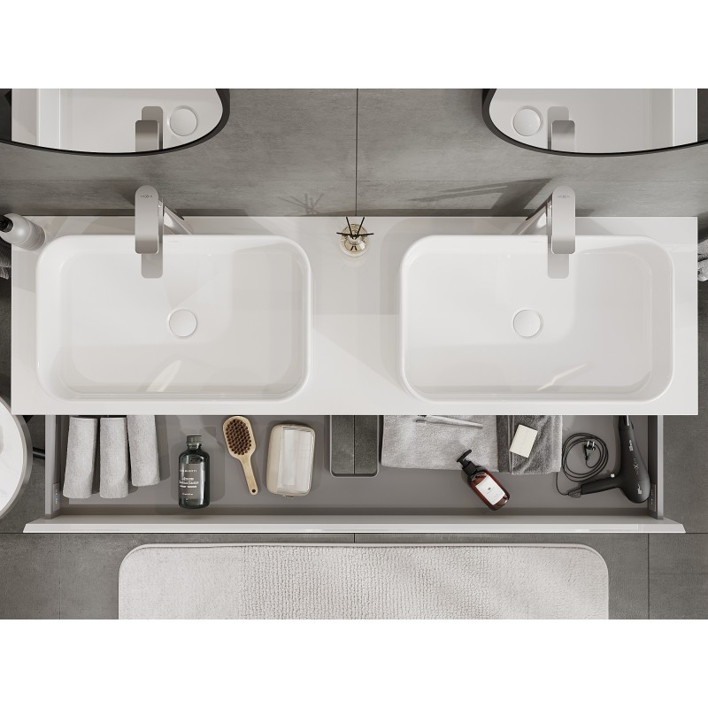 Mexen Orio mobiletto da bagno sotto-lavabo 160 cm con piano, 2 cassetti, bianco lucido - 91A10-16047-2-BFFC00