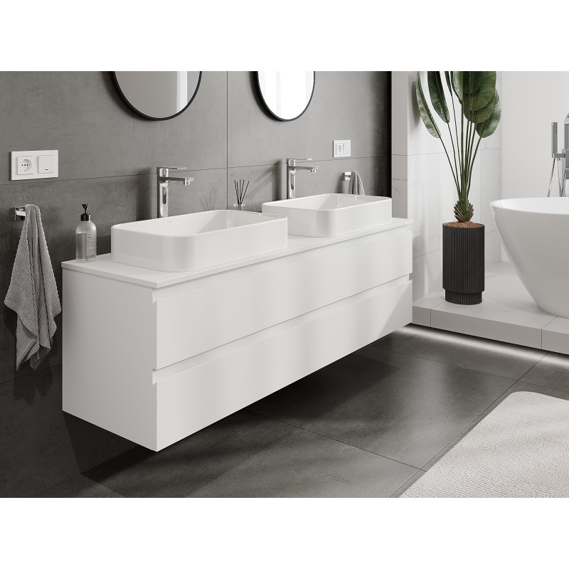 Mexen Orio mobile da bagno sottolavabo 160 cm con piano, 2 cassetti, bianco opaco - 91A10-16047-2-BFFC01