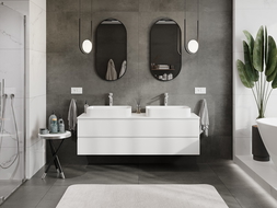 Mexen Orio mueble de baño bajo lavabo de 160 cm con encimera, 2 cajones, blanco mate - 91A10-16047-2-BFFC01