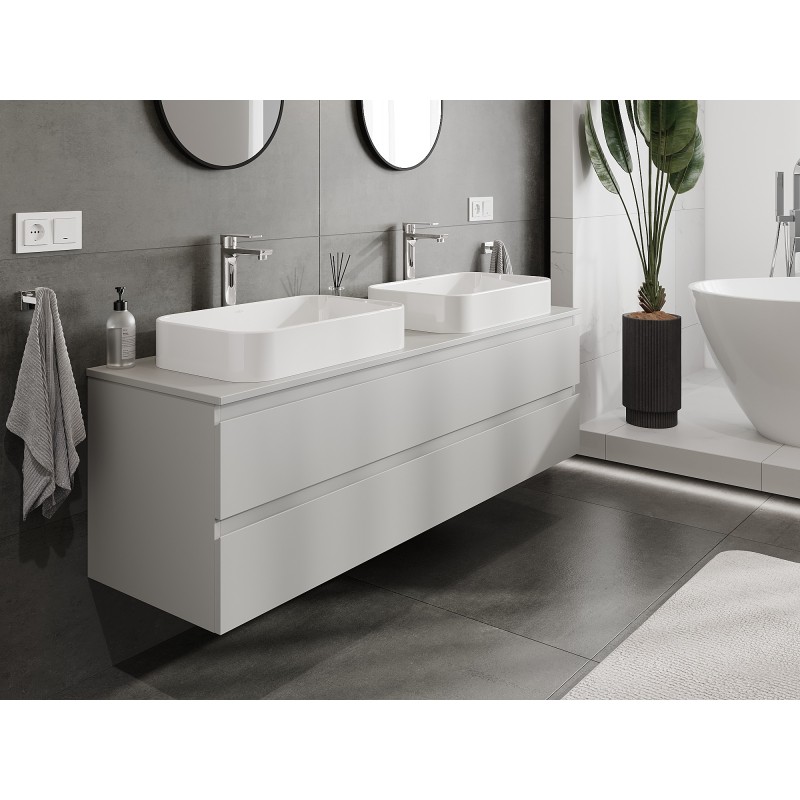 Mexen Orio mobile da bagno sottolavabo 160 cm con piano, 2 cassetti, grigio opaco - 91A10-16047-2-BFFC62