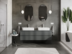 Mexen Orio placard de salle de bain sous lavabo 160 cm avec plateau, 2 tiroirs, graphite mat - 91A10-16047-2-BFFC66