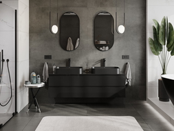 Mexen Orio mobiletto da bagno sottolavabo 160 cm con piano, 2 cassetti, nero lucido - 91A10-16047-2-BFFC70