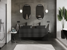 Mexen Orio mueble de baño bajo lavabo 160 cm con encimera, 2 cajones, negro mate - 91A10-16047-2-BFFC71