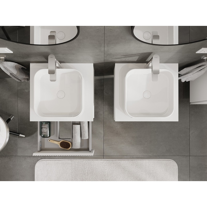 Mexen Rivel meuble de salle de bain sous-vasque 50 cm avec plateau, 1 tiroir, rainuré, blanc mat - 91A20-05023-1-BFC01