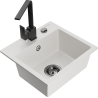 Mexen Milo 1-bowl granite sink with Rita kitchen tap, white - 6505-20-670300-70