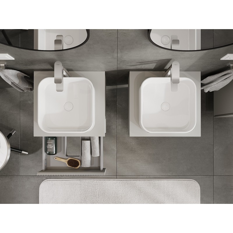 Mexen Rivel mueble de baño bajo lavabo 50 cm con encimera, 1 cajón, ranurado, gris mate - 91A20-05023-1-BFC62