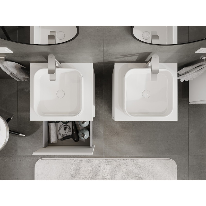 Mexen Rivel bathroom cabinet for washbasin 50 cm with countertop, 1 drawer, grooved, white matt - 91A20-05047-1-BFC01