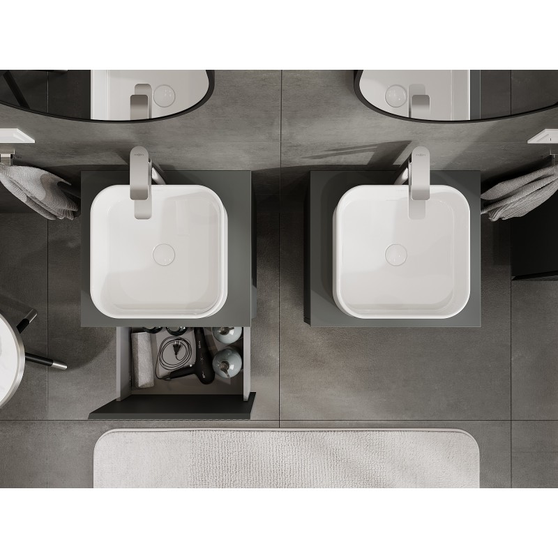 Mexen Rivel mueble de baño bajo lavabo de 50 cm con encimera, 1 cajón, ranurado, grafito mate - 91A20-05047-1-BFC66