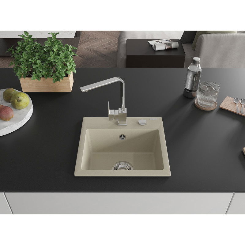 Mexen Milo lavello in granito 1-vasca con miscelatore da cucina Rita, beige - 6505-69-670300-00
