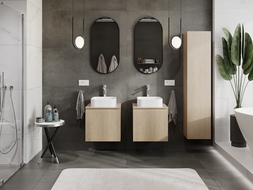 Mexen Rivel meuble de salle de bain sous lavabo 50 cm avec plateau, 1 tiroir, rainuré, chêne - 91A20-05047-1-BFC81