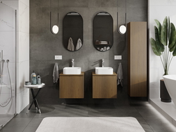 Mexen Rivel mobiletto da bagno sotto lavabo 50 cm con piano, 1 cassetto, scanalato, noce - 91A20-05047-1-BFC86