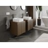 Mexen Rivel 50 cm Bathroom Cabinet with Countertop, 1 Drawer, Grooved, Walnut - 91A20-05047-1-BFC86
