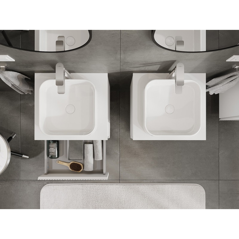 Mexen Rivel armadietto da bagno sotto lavabo 50 cm con piano, 2 cassetti, scanalato, bianco opaco - 91A20-05047-2-BFFC01