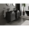 Mexen Rivel Badezimmerschrank unter Waschbecken 50 cm mit Arbeitsplatte, 2 Schubladen, gerillt, schwarz matt