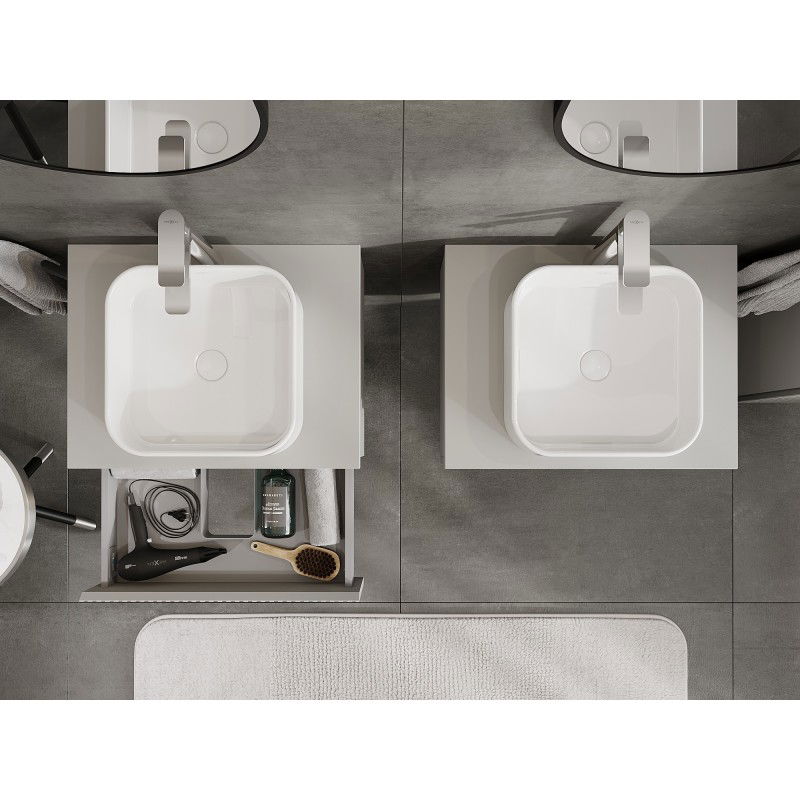 Mexen Rivel bathroom cabinet for washbasin 60 cm with countertop, 1 drawer, fluted, matte grey - 91A20-06023-1-BFC62