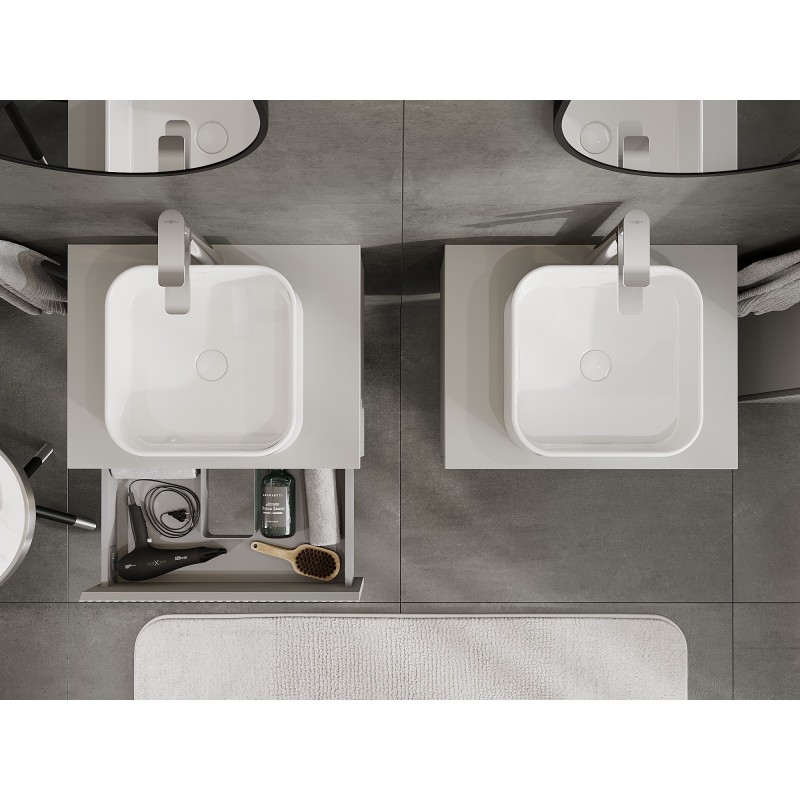 Mexen Rivel mobile da bagno sottolavabo 60 cm con piano, 1 cassetto, scanalato, grigio opaco - 91A20-06023-1-BFC62