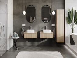Mexen Rivel mobile lavabo bagno da 60 cm con piano, 1 cassetto, scanalato, rovere - 91A20-06023-1-BFC81