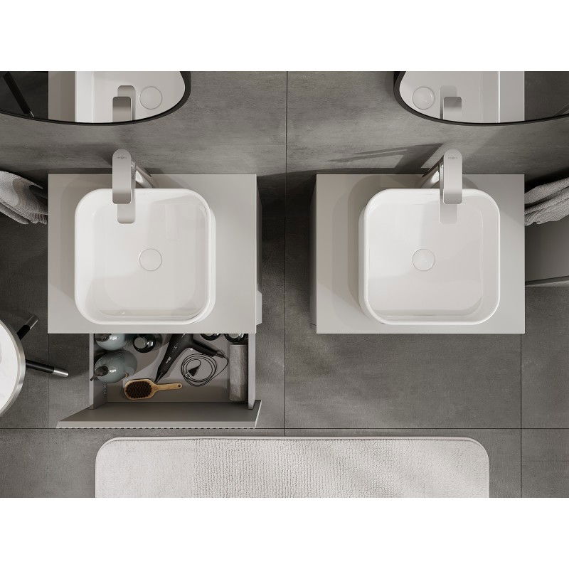 Mexen Rivel 60 cm bathroom cabinet with countertop, 1 grooved drawer, matte grey - 91A20-06047-1-BFC62