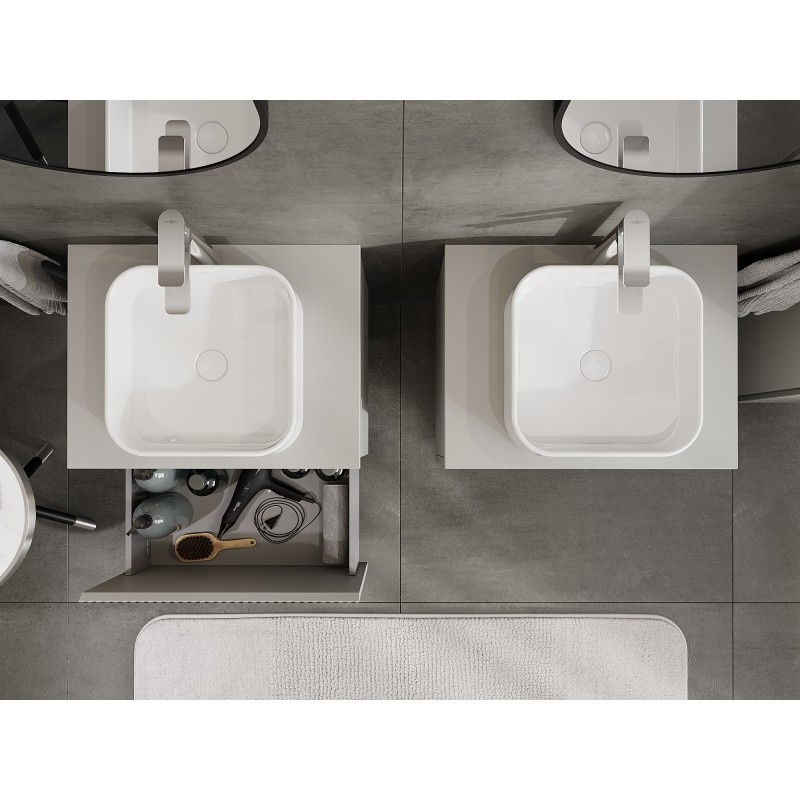 Mexen Rivel armadietto per il bagno sottolavello 60 cm con piano, 1 cassetto, scanalato, grigio opaco - 91A20-06047-1-BFC62