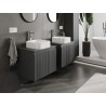 Mexen Rivel szafka łazienkowa podumywalkowa 60 cm z blatem, 1 szuflada, ryflowana , grafit mat - 91A20-06047-1-BFC66