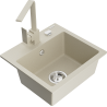 Mexen Milo évier en granit 1 bac avec robinet de cuisine Rita, beige - 6505-69-670300-69