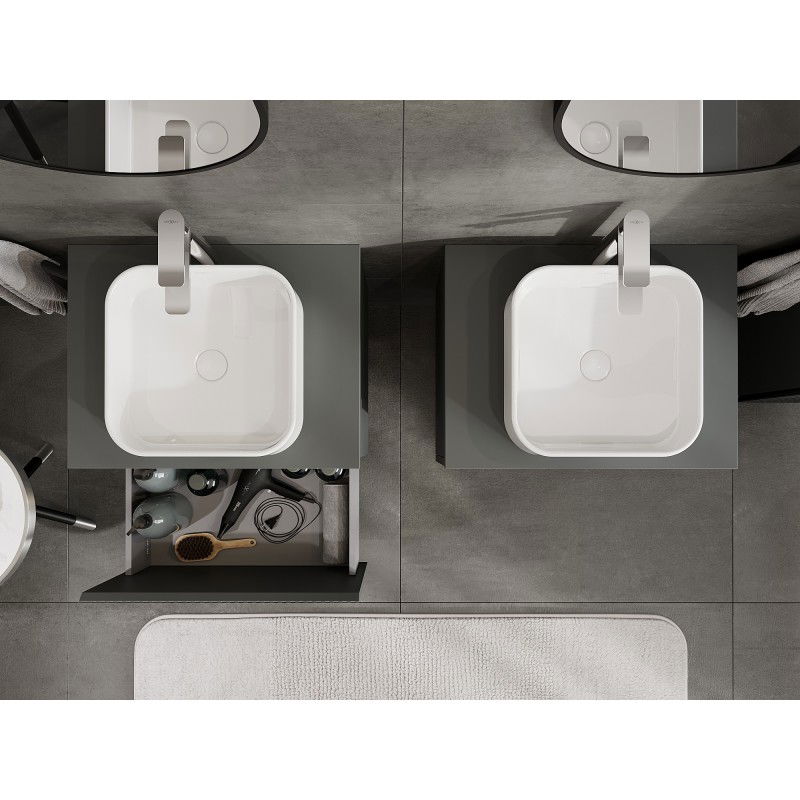 Mexen Rivel Buedzëmmerënn ënnerdaach vun 60 cm mat Blat, 1 Schëller, rifflen, grafit matte - 91A20-06047-1-BFC66