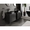 Mexen Rivel armario de baño bajo lavabo de 60 cm con encimera, 1 cajón, estriado, negro mate - 91A20-06047-1-BFC71