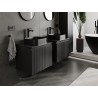 Mexen Rivel szafka łazienkowa podumywalkowa 60 cm z blatem, 1 szuflada, ryflowana , czarna mat - 91A20-06047-1-BFC71