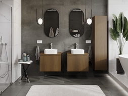 Mexen Rivel armoire de salle de bain sous-lavabo 60 cm avec plateau, 1 tiroir, rainuré, noyer - 91A20-06047-1-BFC86