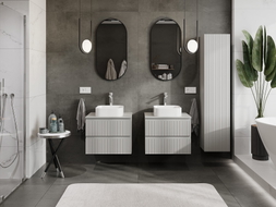Mexen Rivel szafka łazienkowa podumywalkowa 60 cm z blatem, 2 szuflady, ryflowana , szara mat - 91A20-06047-2-BFFC62