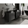 Mexen Rivel meuble de salle de bain sous-vasque 60 cm avec plateau, 2 tiroirs, rainuré, noir mat - 91A20-06047-2-BFFC71