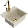 Mexen Milo fregadero de granito de 1 cubeta con grifo de cocina Rita, beige - 6505-69-670300-50