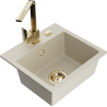 Mexen Milo Granite Kitchen Sink 1-Bowl with Rita Tap, Beige - 6505-69-670300-50