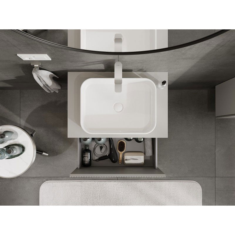 Mexen Rivel meuble de salle de bain sous lavabo 70 cm avec plateau, 1 tiroir, rainuré, gris mat - 91A20-07047-1-BFC62