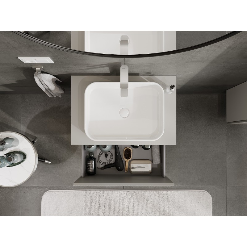Mexen Rivel mueble de baño bajo lavabo 70 cm con encimera, 1 cajón, ranurado, gris mate - 91A20-07047-1-BFC62
