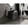 Mexen Rivel 70 cm bathroom vanity cabinet with countertop, 1 drawer, fluted, matte black - 91A20-07047-1-BFC71