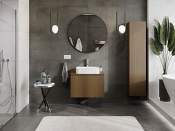 Mexen Rivel mobile bagno sottolavabo 70 cm con piano, 1 cassetto, scanalato, noce - 91A20-07047-1-BFC86