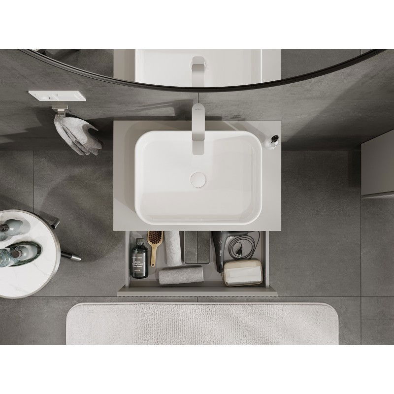 Mexen Rivel bathroom cabinet 70 cm with countertop, 2 drawers, fluted, matte grey - 91A20-07047-2-BFFC62