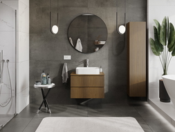 Mexen Rivel armoire de salle de bain sous-vasque 70 cm avec plateau, 2 tiroirs, rainuré, noyer - 91A20-07047-2-BFFC86