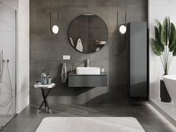 Mexen Rivel mueble de baño bajo lavabo de 80 cm con encimera, 1 cajón, ranurado, grafito mate - 91A20-08023-1-BFC66