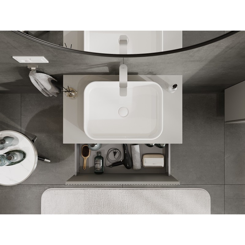 Mexen Rivel gabinete de baño para lavabo de 80 cm con encimera, 1 cajón, ranurado, gris mate - 91A20-08047-1-BFC62