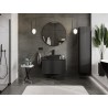 Mexen Rivel mueble de baño bajo lavabo de 80 cm con encimera, 1 cajón, estriado, negro mate - 91A20-08047-1-BFC71
