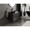 Mexen Rivel mueble de baño bajo lavabo de 80 cm con encimera, 1 cajón, ranurado, negro mate - 91A20-08047-1-BFC71
