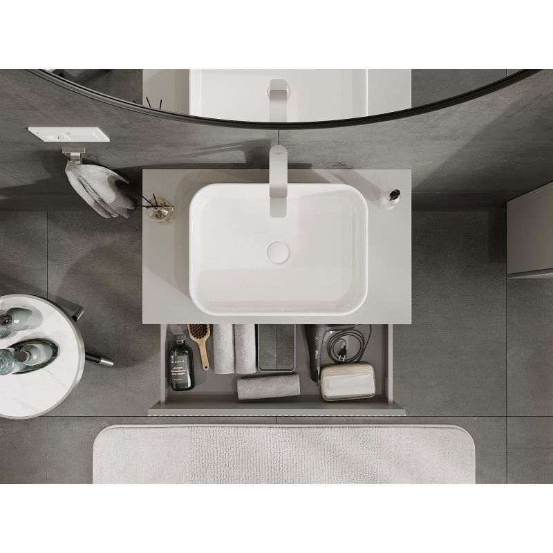 Mexen Rivel 80 cm Vanity Unit with Countertop, 2 Drawers, Fluted, Matte Grey - 91A20-08047-2-BFFC62