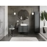 Mexen Rivel meuble de salle de bains sous-lavabo 80 cm avec plateau, 2 tiroirs, rainuré, graphite mat - 91A20-08047-2-BFFC66