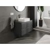 Mexen Rivel bathroom vanity unit 80 cm with countertop, 2 drawers, ribbed, matte graphite - 91A20-08047-2-BFFC66