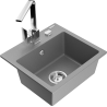 Mexen Milo 1-bowl granite sink with Rita kitchen tap, grey - 6505-71-670300-00