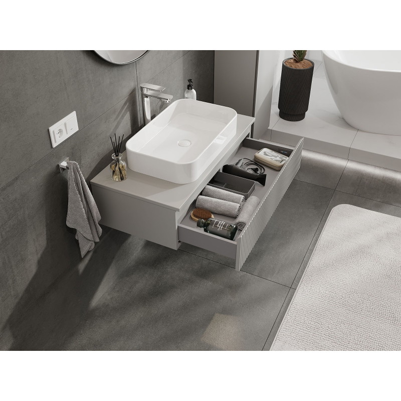 Mexen Rivel 90 cm valamu alune kapp koos tööpinnaga, 1 sahtel, sooniline, hall matt - 91A20-09023-1-BFC62