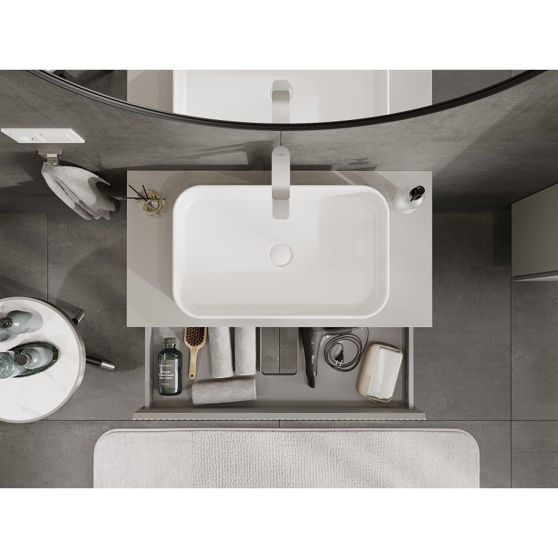 Mexen Rivel armario de baño bajo lavabo de 90 cm con encimera, 1 cajón, acanalado, gris mate - 91A20-09023-1-BFC62